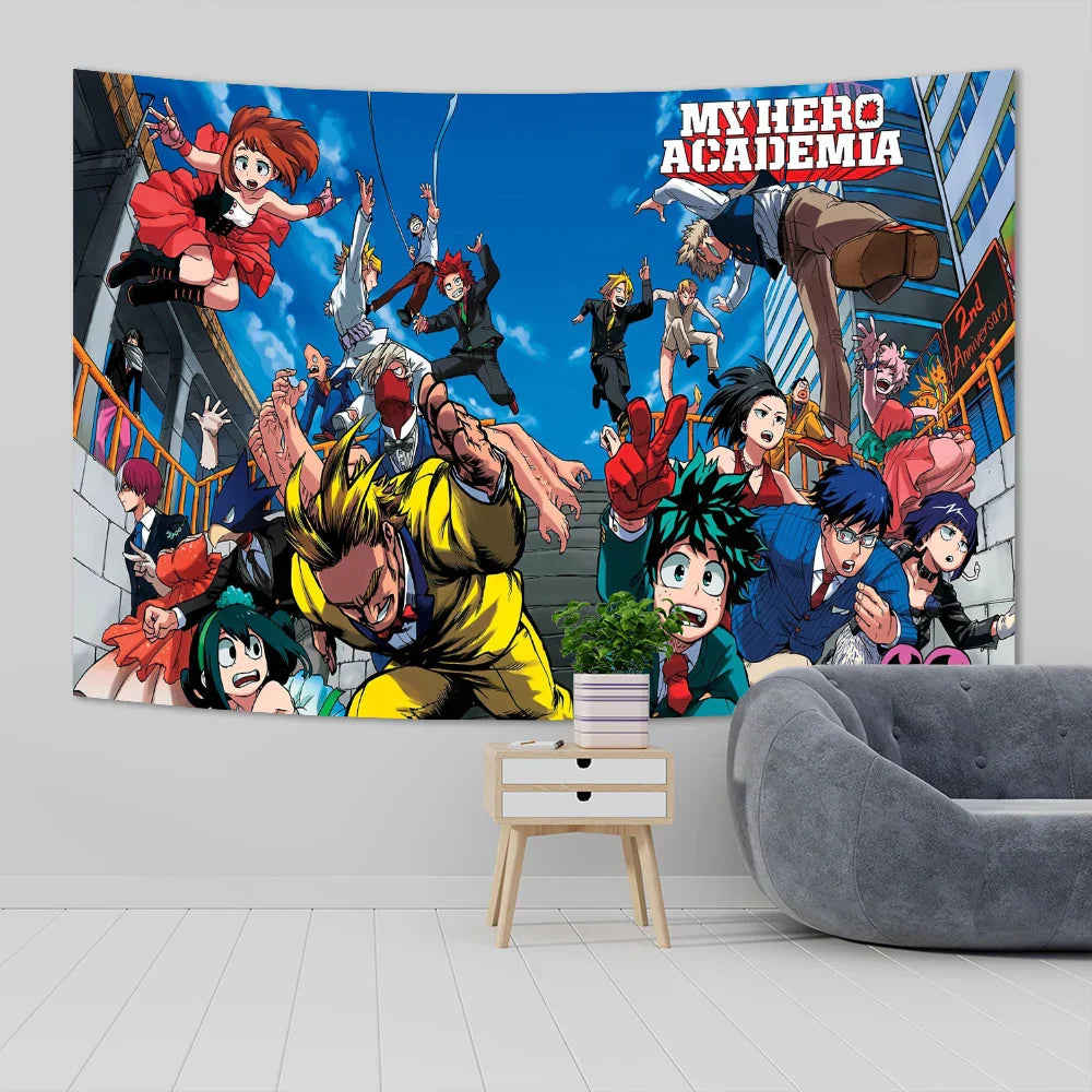 Decobites MHA Wall Tapestry Kawaii Room Decor Anime Art Poster Teen Bedroom Decoration