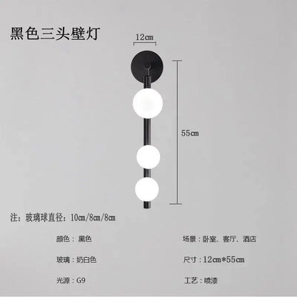 DecorBites™ Glass Ball Wall Lights Living Room Coffee Shop Gold Black Pearl Mirror Light