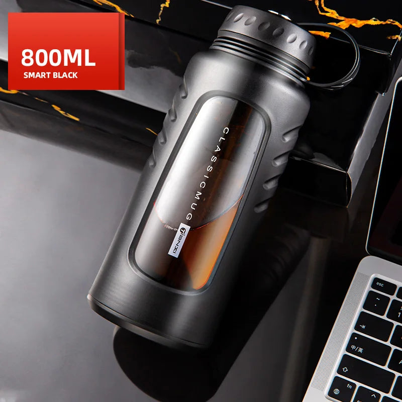 Vaso de agua de vidrio aislante de doble capa DecorBites™ | Taza de té resistente al calor de gran capacidad