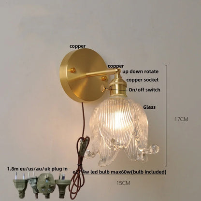 Decorbites™ Loft Bernstein-Glas LED Wandlampe mit Vintage-Drehschalter