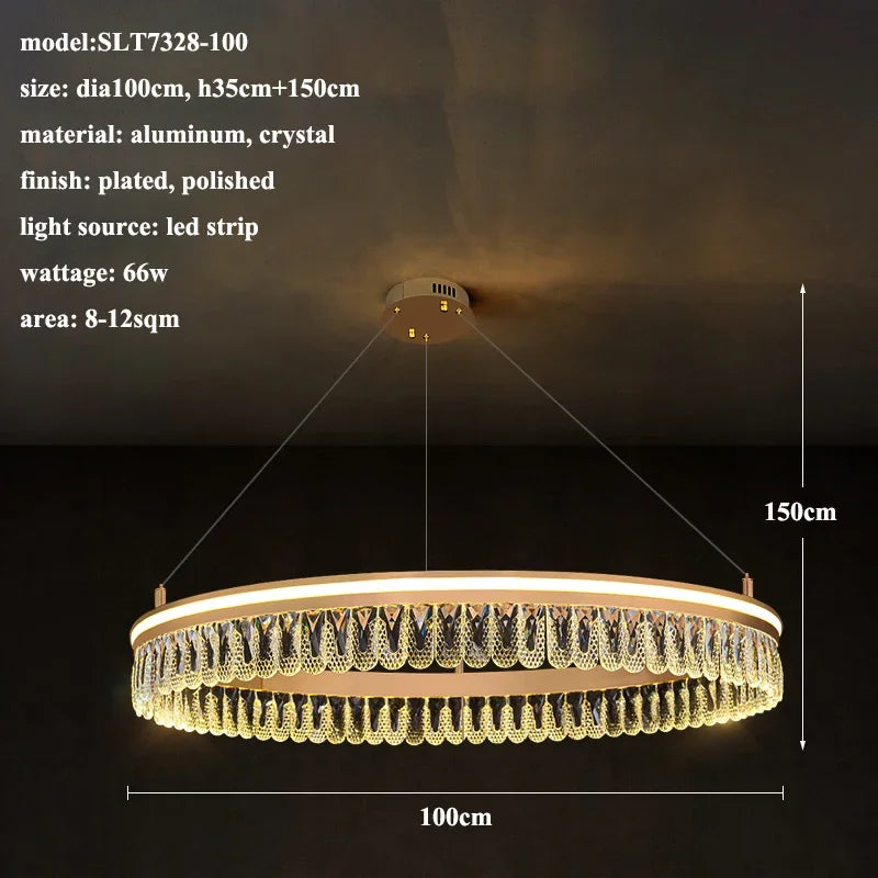 Lámpara de araña LED de cristal moderna DecorBites™ 2024 para decoración de sala de estar y comedor