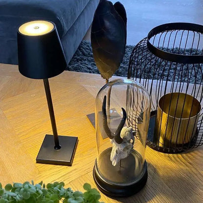 مصباح طاولة فسيفساء LED لاسلكي من DecorBites™ مع شاحن لاسلكي وخافت إضاءة يعمل باللمس
