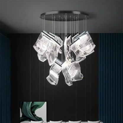 DecorBites™ Acrylic Leaf Chandelier LED Light Dimmable Luxury Pendant for Home Decor