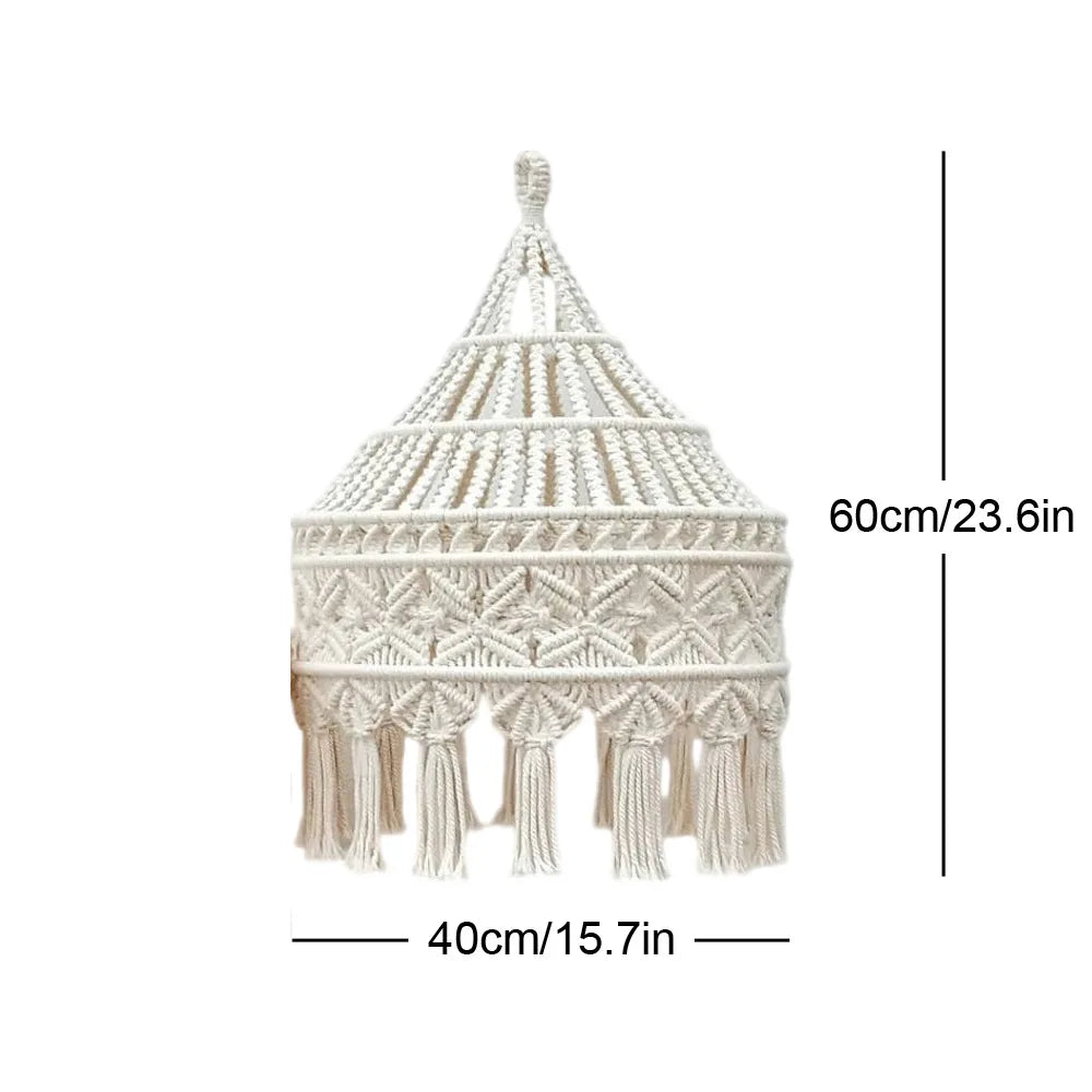 Handmade Macrame Lampshade Hanging Tapestry Room Decoration Woven Cotton Rope Decobites 40CM