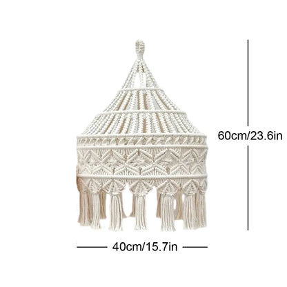 Handmade Macrame Lampshade Hanging Tapestry Room Decoration Woven Cotton Rope Decobites 40CM