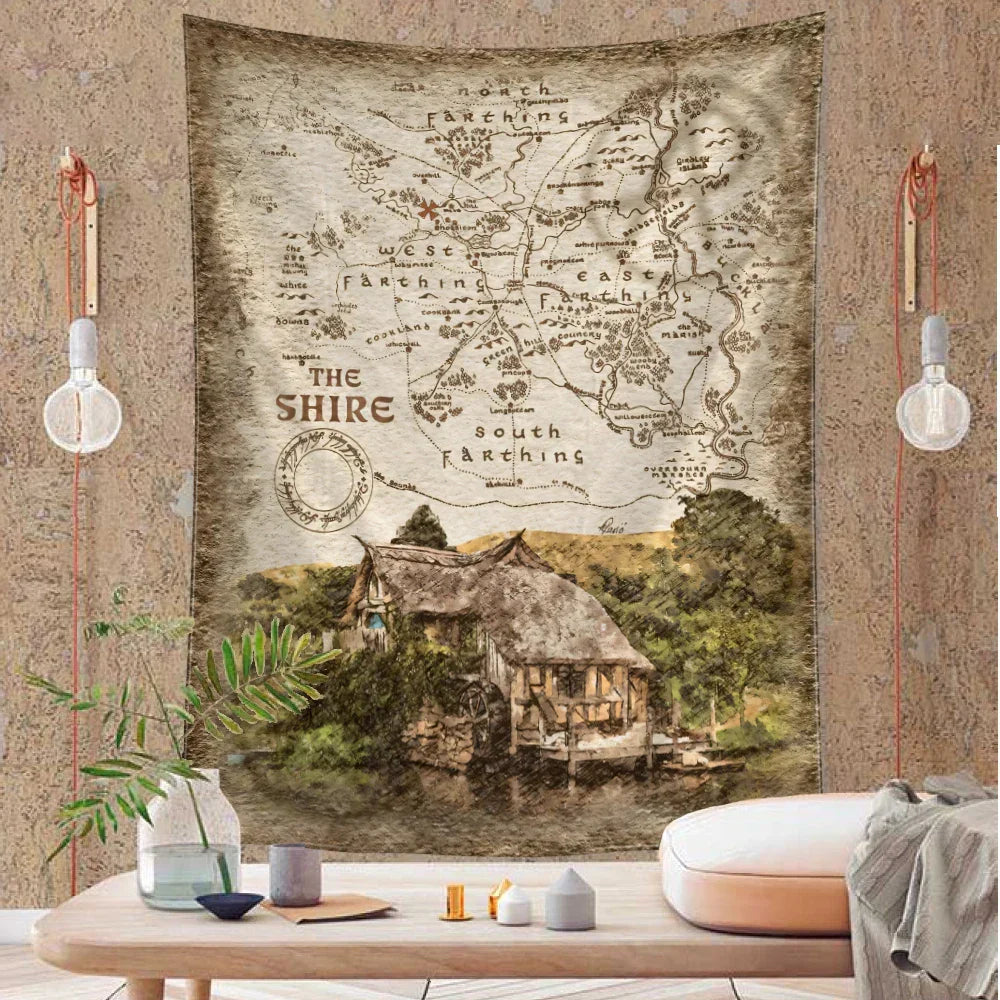 Decobites Retro Statue Map Tapestry Wall Hanging for Boho Living Room Bedroom Decor