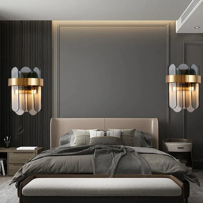 DecorBites™ Gray Glass Wall Lamp - Modern Living Room Decor Sconce Light