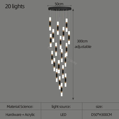 Lámpara de araña LED DecorBites™ para escalera, mesa de comedor o cocina. Lámpara de araña acrílica.