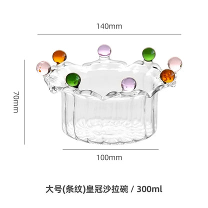 DecorBites™ Clear Glass Fruit Bowl Plate Snack Dish Cake Dessert Cup Large Capacity