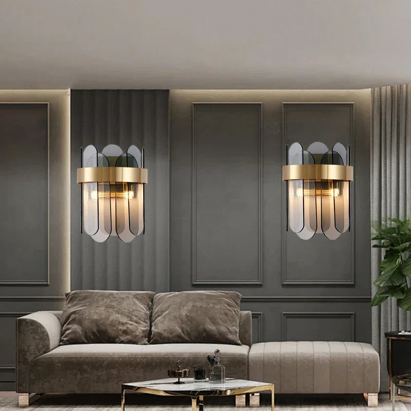 DecorBites™ Gray Glass Wall Lamp - Modern Living Room Decor Sconce Light