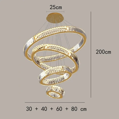 DecorBites™ Crystal Round Chandelier: Elegant Stair Pendant Light for Luxury Home Decor