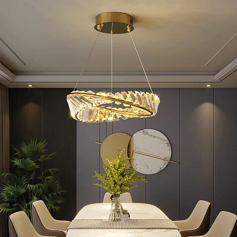 DecorBites™ Crystal Chandelier: Luxury Pendant Lamp for Living Room and Bedroom