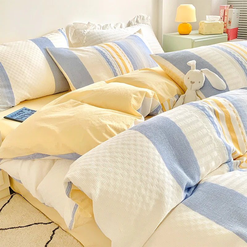 طقم أغطية سرير من قماش الجاكار القطني DecorBites™ - مقاس فردي مزدوج كوين كينج