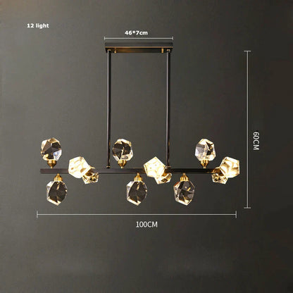 DecorBites™ Black Gold Crystal Chandelier LED Light for Luxury Home Decor