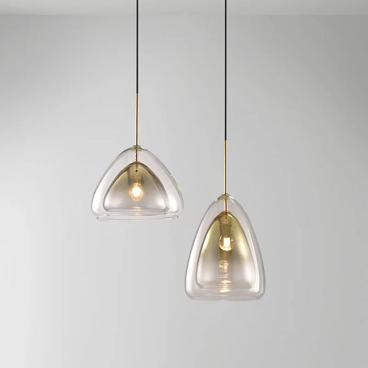 DecorBites™ Gradient Glass Pendant Lamps: Luxury LED Chandeliers for Bedroom and Restaurant
