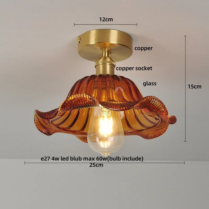 Green Glass Copper Ceiling Light