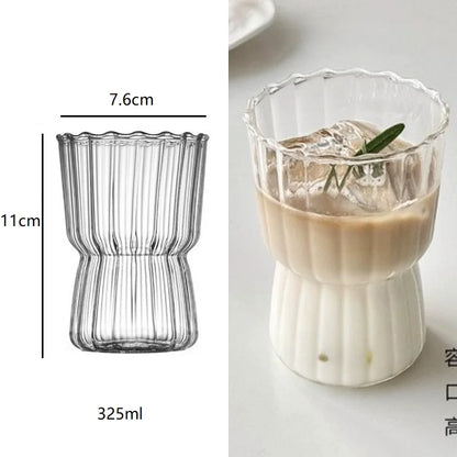 DecorBites™ Heat-Resistant Stripe Glass Cup for Home and Office Drinkware
