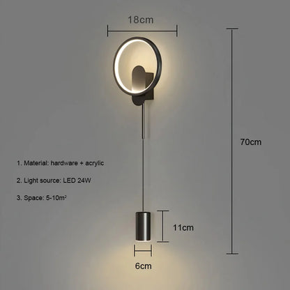 Aplique de pared LED dorado DecorBites™ de 24 W, estilo nórdico moderno, ideal para la decoración del hogar.