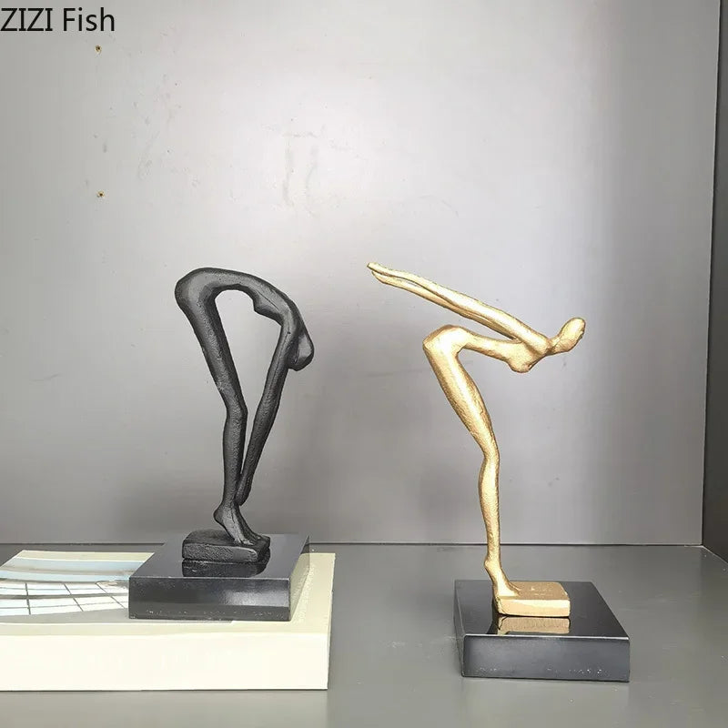 DecorBites™ Gymnast Statue Desk Ornament Metal Sculpture Room Decor