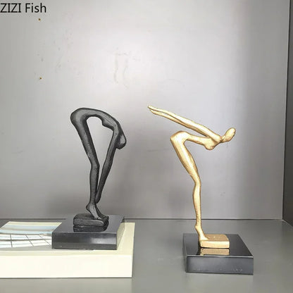 DecorBites™ Gymnast Statue Desk Ornament Metal Sculpture Room Decor