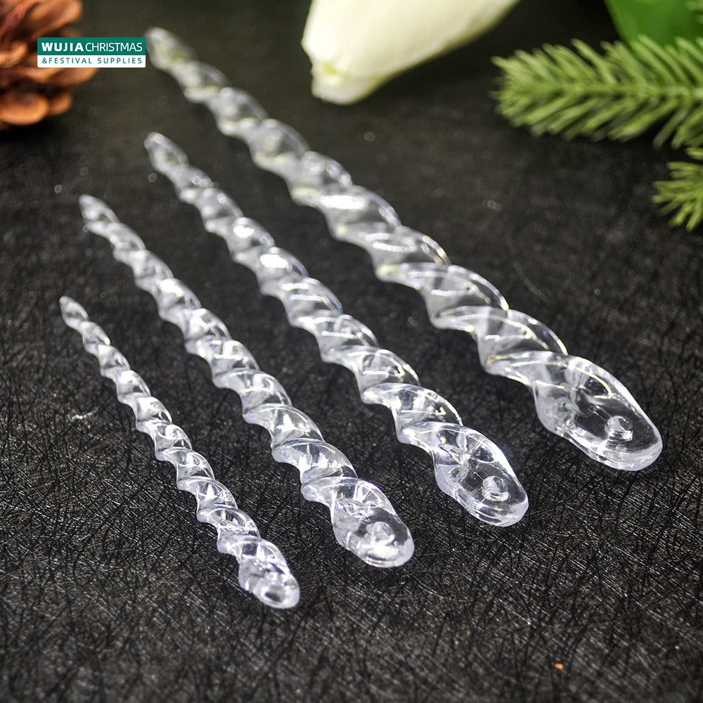 10/12pcs 10/13/15/20cm Christmas Simulation Ice Xmas Tree Hanging Clear Fake Icicle Winter Party New Year Navidad for Home Decor