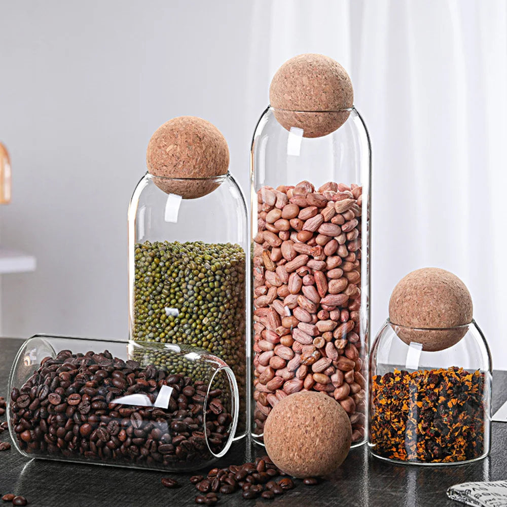 DecorBites™ Glass Bottle Dispenser Set: Jars, Shampoo, Olive Oil, Makeup Jar