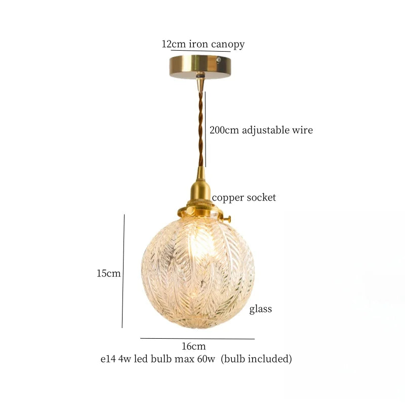 DecorBites™ Clear Glass Copper LED Pendant Lamp for Home Decor & Lighting