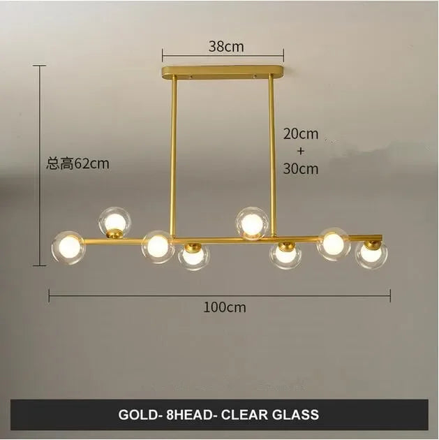 DecorBites™ Glass Balls Chandelier: Stylish Suspension Lighting for Dining Room, Kitchen, and Office