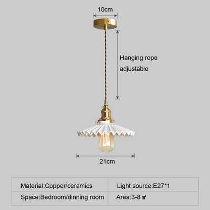 DecorBites™ Japanese Ceramic Brass Bedside Chandelier for Bedroom Bay Window Bar Lighting