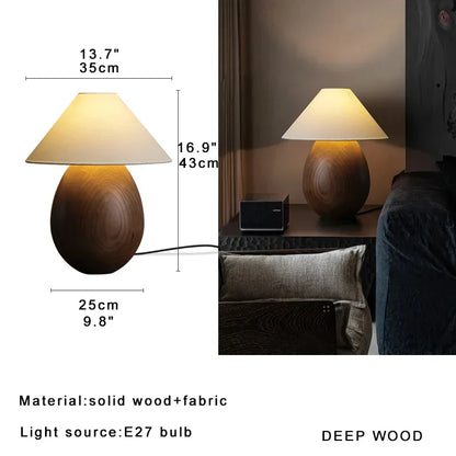 DecorBites™ Elegant Wood Table Lamp for Bedroom Office Decor