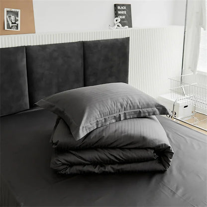 Juego de funda nórdica DecorBites™ con rayas grises, satén jacquard de algodón, tamaño Queen/King