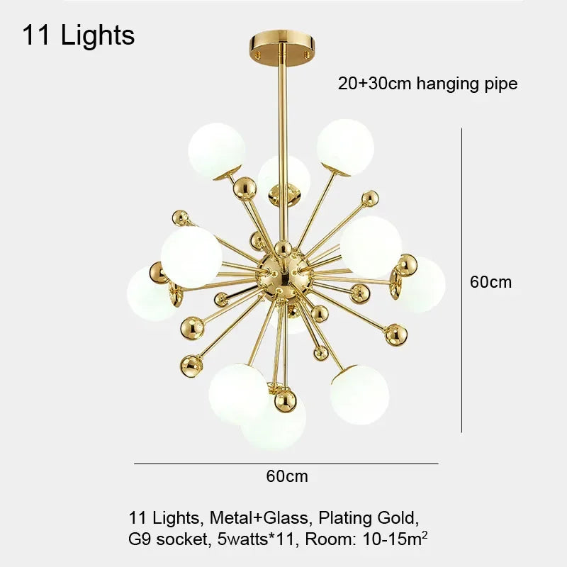 Decorbites™ Lámpara colgante de vidrio LED dorada para iluminación interior moderna