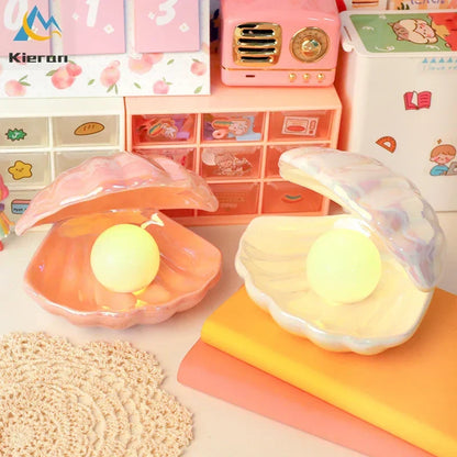 DecorBites™ Ceramic Shell LED Night Light for Bedroom and Living Room