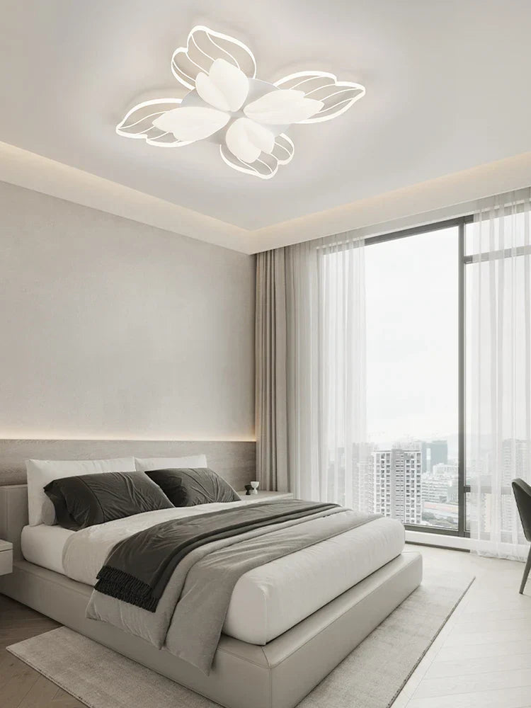 DecorBites™ LED Flower Chandelier White Ceiling Lamp for Bedroom Living Room Decor