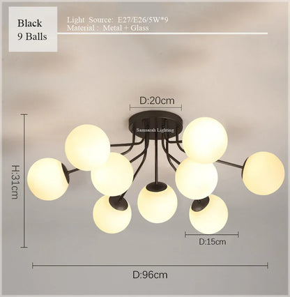 ثريا سقف زجاجية من DecorBites™ بتصميم كرة معلقة لغرفة المعيشة الحديثة وغرفة النوم