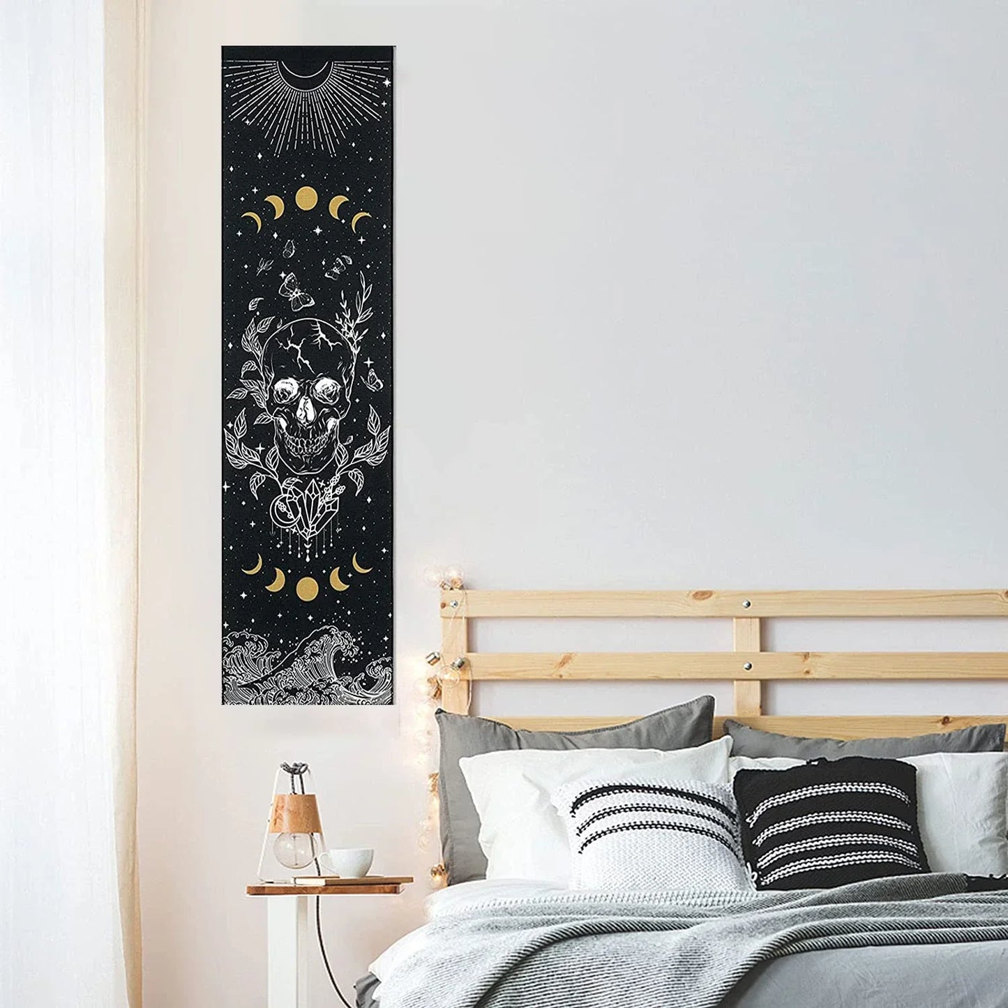 Decobites Skull Moon Butterfly Star Tapestry Wall Hanging for Hippie Witchcraft Room Decor