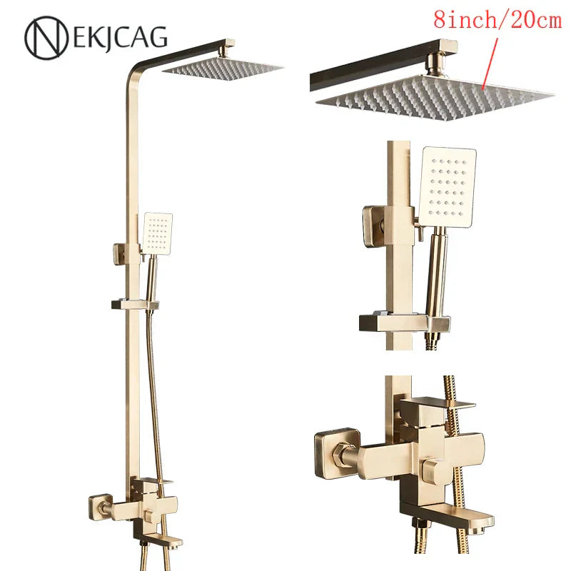 مجموعة صنبور دش DecorBites™ من الفولاذ المقاوم للصدأ باللون الأسود مع مخرج شلال - صنبور حوض استحمام من الكروم