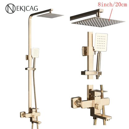 مجموعة صنبور دش DecorBites™ من الفولاذ المقاوم للصدأ باللون الأسود مع مخرج شلال - صنبور حوض استحمام من الكروم