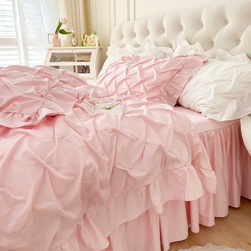 Decobites Princess Cotton Bedding Set - King Queen Twin Double Size Duvet Cover Sets