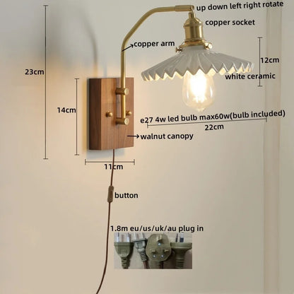 DecorBites™ Glass Copper LED Wall Lamp Modern Stair Light Fixtures applique murale