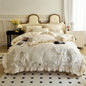 Decobites Vintage Flowers Leopard Print Ruffles Bedding Set in 100S Egyptian Cotton