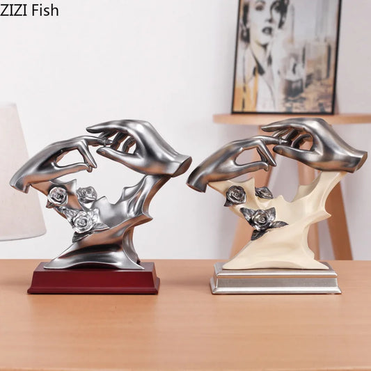 DecorBites™ Estatua de anillos de pareja, decoración de escritorio, artesanía de resina, decoración para habitación