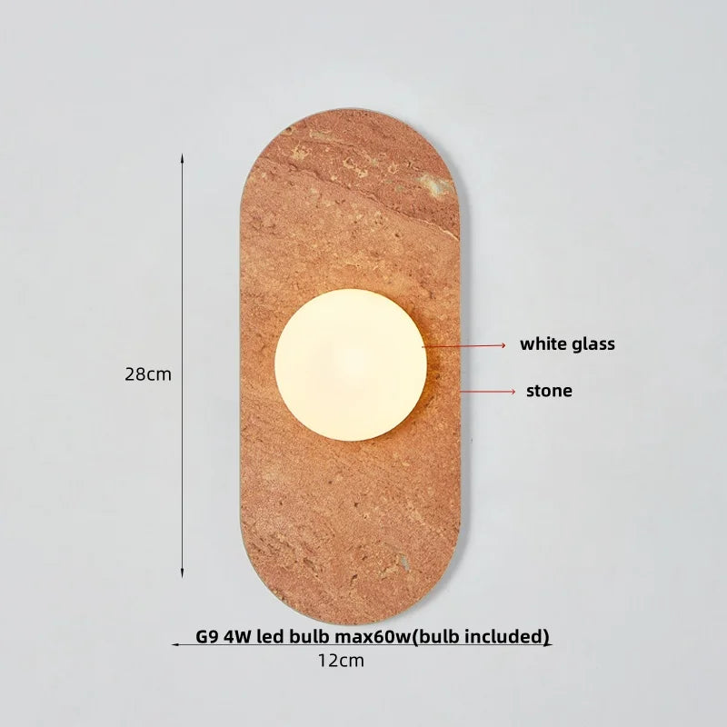 Lámpara de pared LED con globo de cristal DecorBites™: Iluminación moderna nórdica para espejo de baño con diseño de piedra.