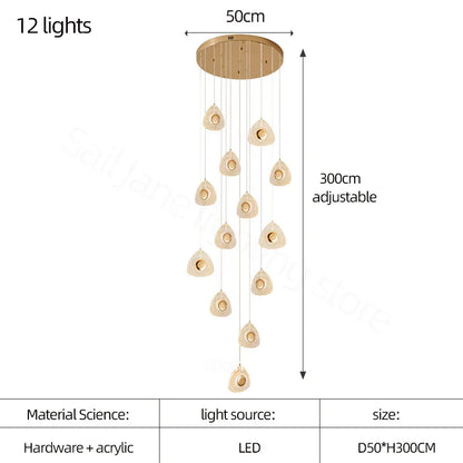 DecorBites™ Golden Acrylic LED Chandeliers for Living Room, Large & Creative Design Villa Lighting