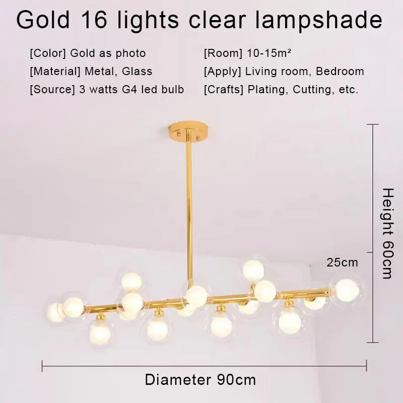 DecorBites™ Gold LED Chandelier, Modern Pendant Light for Living Room, Kitchen, Bedroom, Dining Room