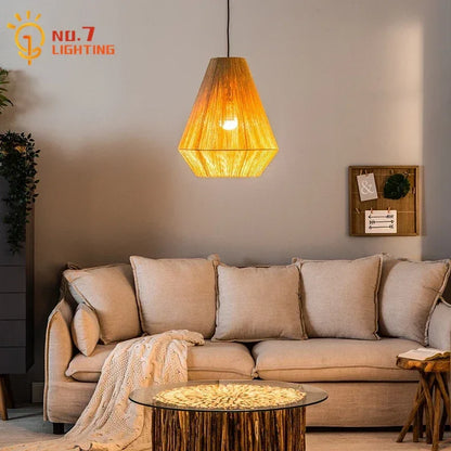 DecorBites™ Japanese Hemp Rope Pendant Lights for Zen Art Living Room Decor