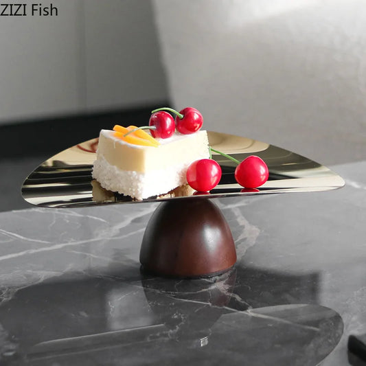 DecorBites™ Gold Plated Wooden Fruit Bowl Tray Set for Home Kitchen and Restaurants