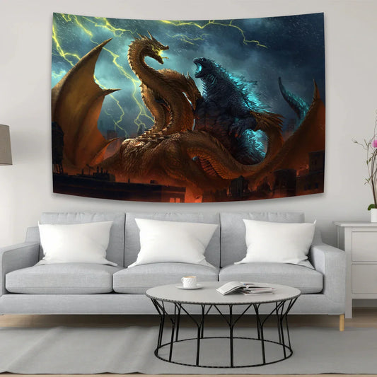 Monster Movie Tapestry Wall Hanging by Decobites - Boho Canvas Art Bedroom Decor