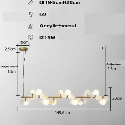 Lámpara colgante LED DecorBites™ G9 de metal dorado con decoración floral acrílica