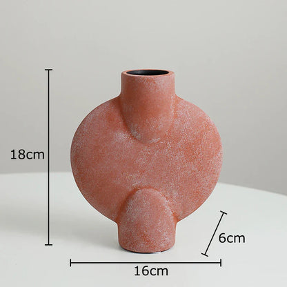 DecorBites™ Ceramic Disc Vase: Geometric Round Table Decoration for Floral Arrangement